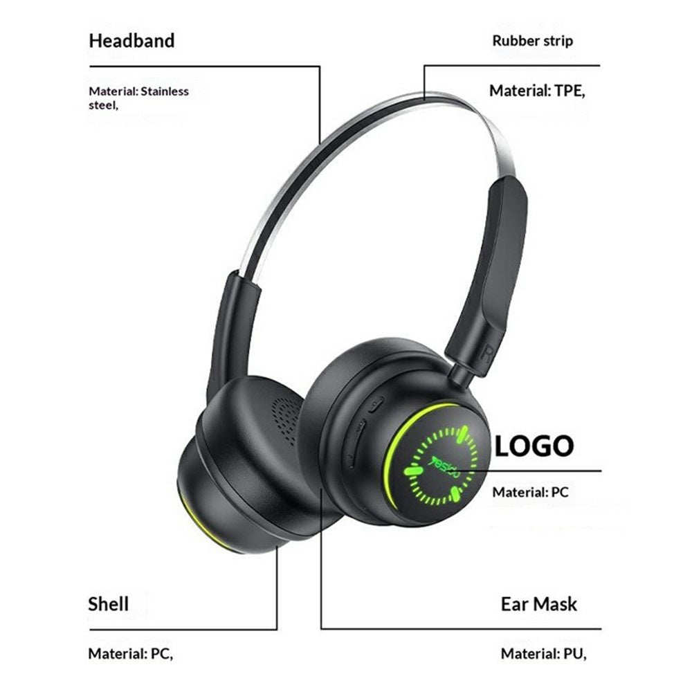 Casti Yesido Wireless (EP15), for Kids, with Bluetooth, 40mm Speakers, 300mAh, Negru