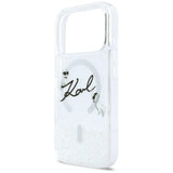 Husa de protectie Karl Lagerfeld Glitter Karl Script Logo MagSafe (KLHMP17L6LKSCAMT) compatibil cu iPhone 17 Pro, Transparent