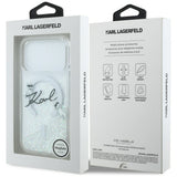 Husa de protectie Karl Lagerfeld Glitter Karl Script Logo MagSafe (KLHMP17L6LKSCAMT) compatibil cu iPhone 17 Pro, Transparent