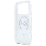 Husa de protectie Karl Lagerfeld Glitter Karl Script Logo MagSafe (KLHMP17L6LKSCAMT) compatibil cu iPhone 17 Pro, Transparent