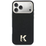 Husa de protectie Karl Lagerfeld Hardcase Leather Khead Logo MagSafe (KLHMP17X5PGFKHGK) compatibil cu iPhone 17 Pro Max, Negru