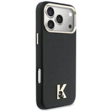 Husa de protectie Karl Lagerfeld Hardcase Leather Khead Logo MagSafe (KLHMP17X5PGFKHGK) compatibil cu iPhone 17 Pro Max, Negru