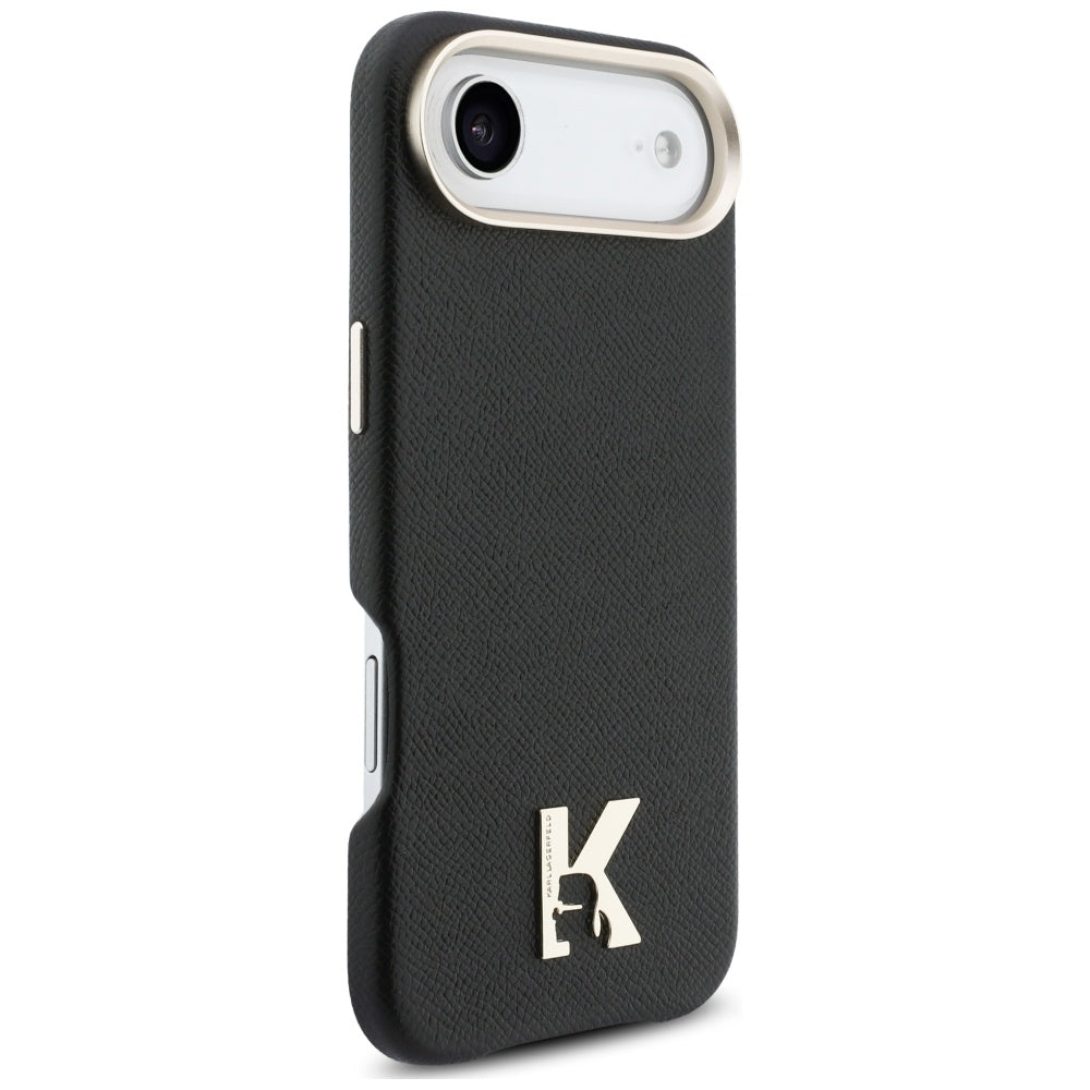Husă Karl Lagerfeld Hardcase Leather Khead Logo MgSafe neagră pentru iPhone 17 Air