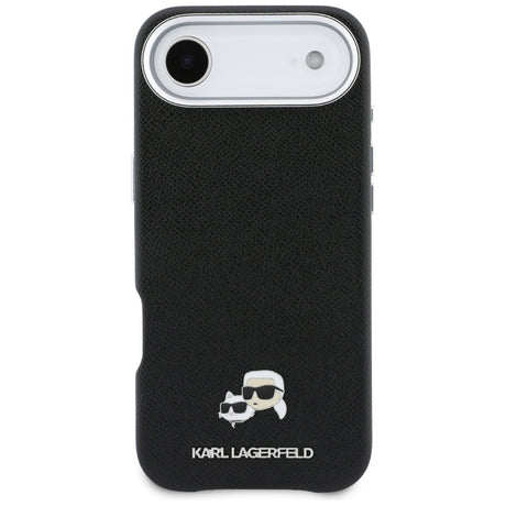 Husa de protectie Karl Lagerfeld Hardcase Leather K&C Head Pin MagSafe (KLHMP17M6PFKCLK) compatibil cu iPhone 17 Air, Perforated Logo, Black