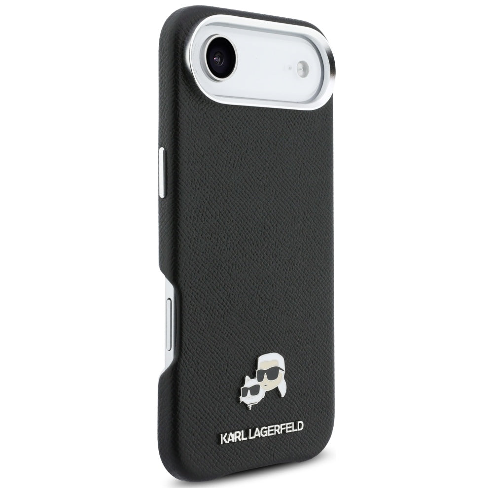 Husa de protectie Karl Lagerfeld Hardcase Leather K&C Head Pin MagSafe (KLHMP17M6PFKCLK) compatibil cu iPhone 17 Air, Perforated Logo, Black