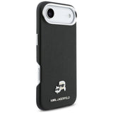 Husa de protectie Karl Lagerfeld Hardcase Leather K&C Head Pin MagSafe (KLHMP17M6PFKCLK) compatibil cu iPhone 17 Air, Perforated Logo, Black