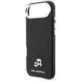 Husa de protectie Karl Lagerfeld Hardcase Leather K&C Head Pin MagSafe (KLHMP17M6PFKCLK) compatibil cu iPhone 17 Air, Perforated Logo, Black