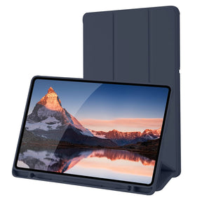 Husa de protectie tableta Techsuit Flex Trifold (with Pencil Holder) compatibil cu Samsung Galaxy Tab S6 Lite (2020/2022/2024), Albastru Inchis