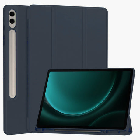 Husa de protectie tableta Techsuit Flex Trifold (with Pencil Holder) compatibil cu Samsung Galaxy Tab S9 FE Plus, Albastru Inchis