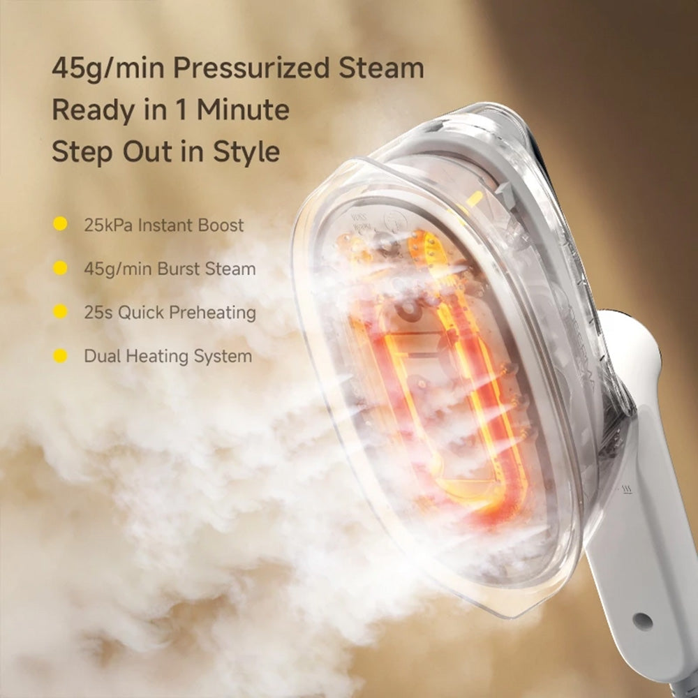 Gadget Deerma Handheld Garment Steamer (GT01), Portable, 180°C Steam, Ergonomic Handle, 1200W, 25000Pa, Ceramic Panel, Alb