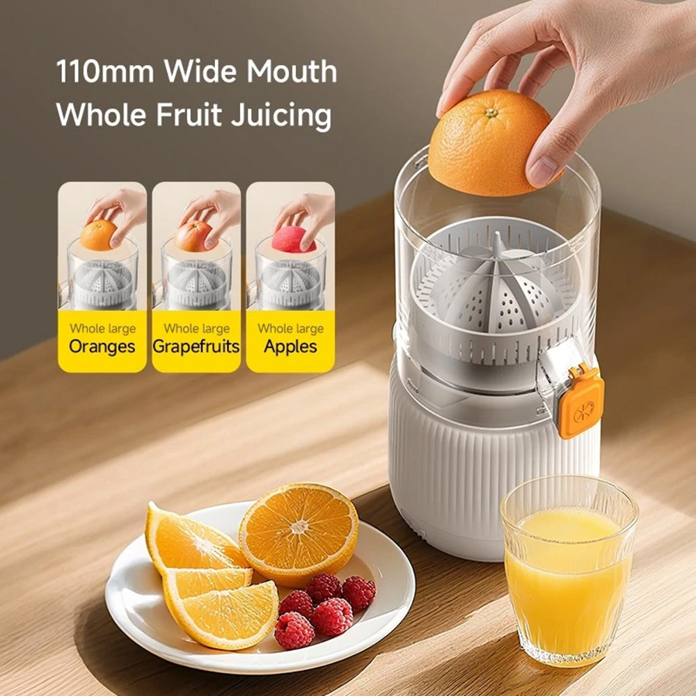 Gadget Deerma Electric Citrus Juicer (LC01), Cordless, Portable, Automatic Pulp Separation System, 1500mAh, 45W, BPA-Free, Alb