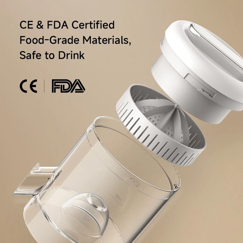 Gadget Deerma Electric Citrus Juicer (LC01), Cordless, Portable, Automatic Pulp Separation System, 1500mAh, 45W, BPA-Free, Alb