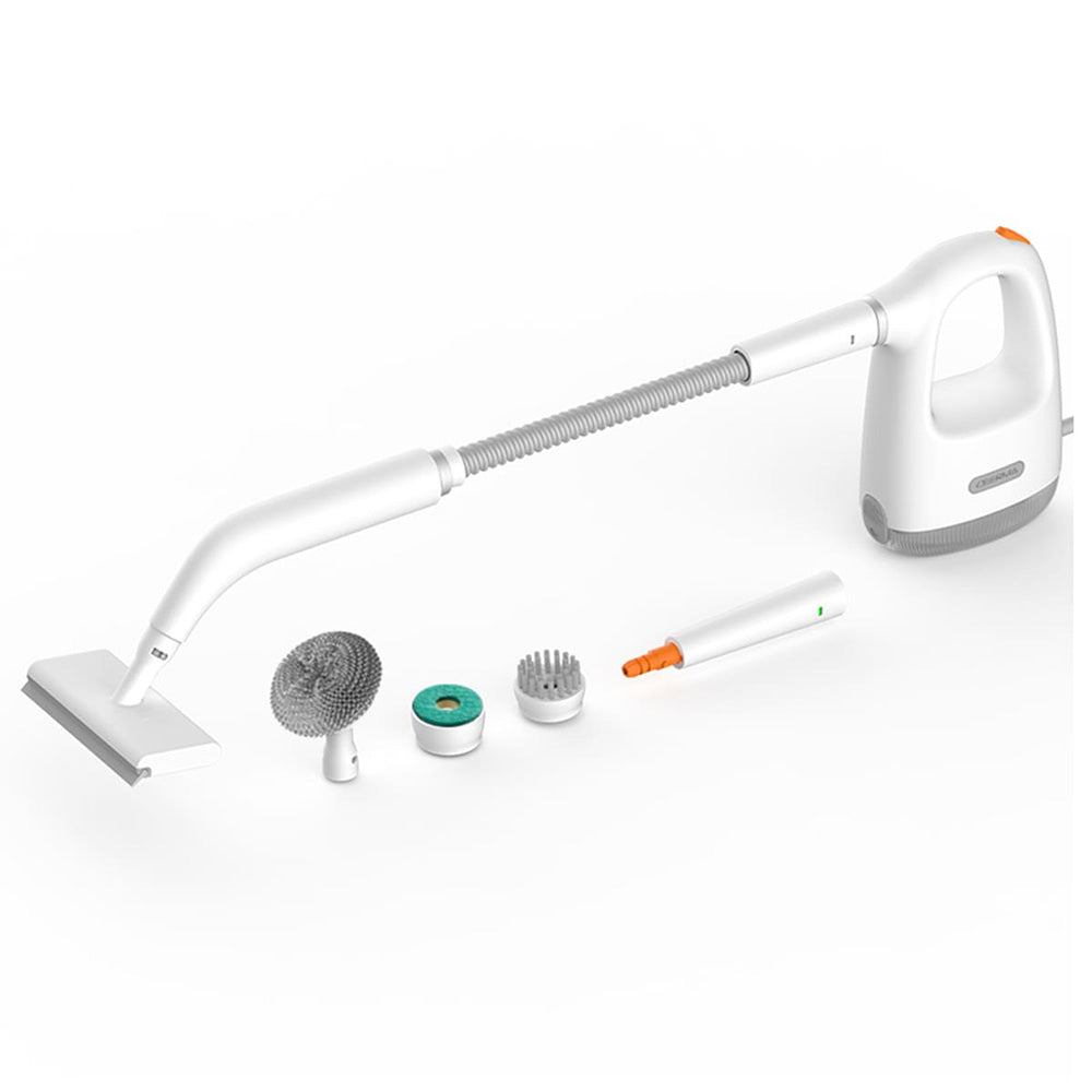 Gadget Deerma Handheld Steam Cleaner (ZQ01), Eliminates Bacteria 99,99%, 1300W, 100°, 36g/min Steam Flow, Brush Attachments, Alb