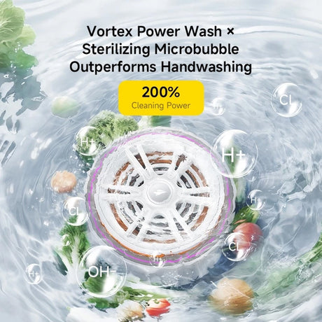 Gadget Deerma Washing Machine (GS01), Automatic, 21W, 2000mAh, Portable Fruits Cleaner, Boost Food Freshness, Vortex Power, Alb