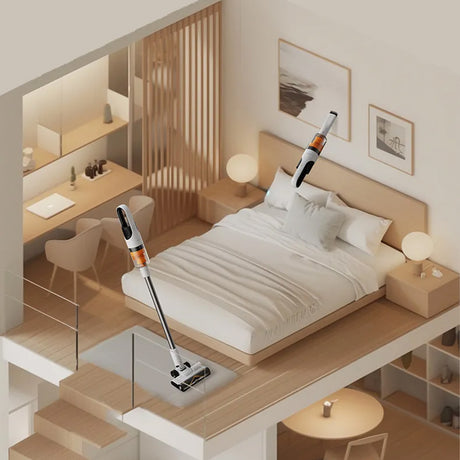 Deerma Cordless Vacuum Cleaner (T10W), 20000Pa, 265W, 2200mAh, Digital Motor, 2 Mode, Green Searchlight, HEPA H13, Alb