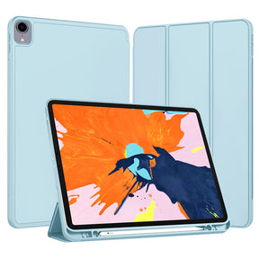 Husa de protectie tableta Techsuit Flex Trifold (with Pencil Holder) compatibil cu iPad Pro 12.9 (2018/2020/2021/2022), Albastru Cer