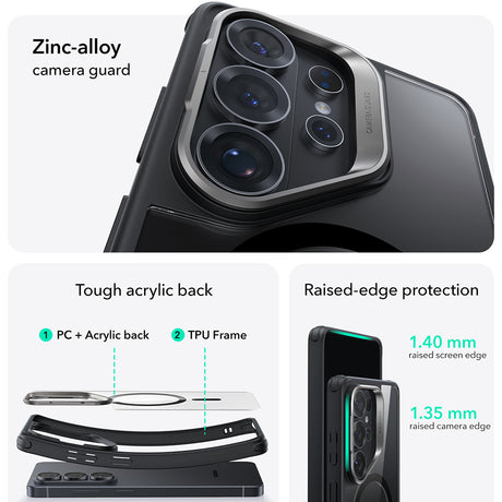 Husa de protectie ESR Classic Hybrid HaloLock Kickstand compatibil cu Samsung Galaxy S26 Ultra, Transparent Black