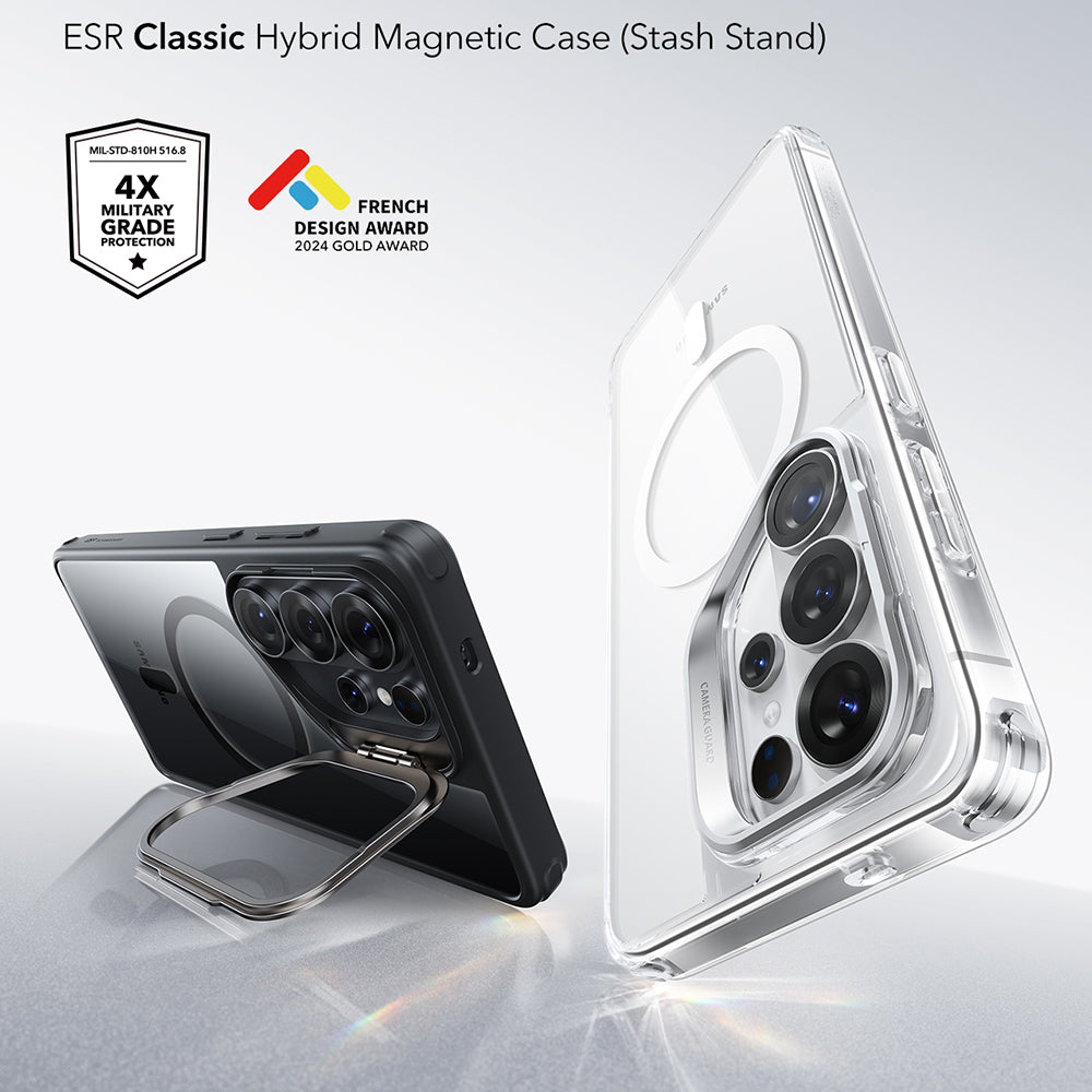 Husa de protectie ESR Classic Hybrid HaloLock Kickstand compatibil cu Samsung Galaxy S26 Ultra, Transparent Black