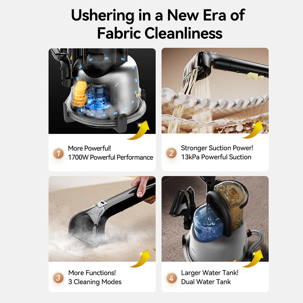 Gadget Deerma Steam Cleaner (BY700 S), 13000Pa, 1700W, High Temperature, 3 Modes, 5 Brush Heads, 6D Wash, Self-Cleaning, Negru