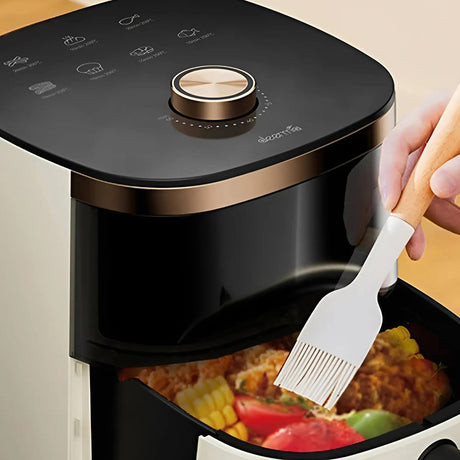 Gadget Deerma Air Fryer (KZ30W), 3L Bowl Capacity, 1200W, 360° Hot Air Circulation, 7 Programs, Timer, Oil-Free Cooking, Auriu