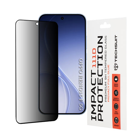 Folie de protectie Techsuit 111D Privacy Full Glue compatibil cu Oppo Reno15 F / Reno15 FS 5G, Negru