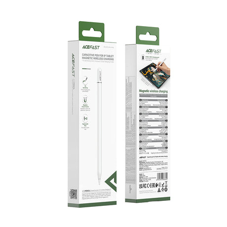 Stylus Acefast Stylus Pen (V3), for iPad, Active, Capacitive, with Wireless Charging, Minimal Lag, 90mAh, Type-C, Alb