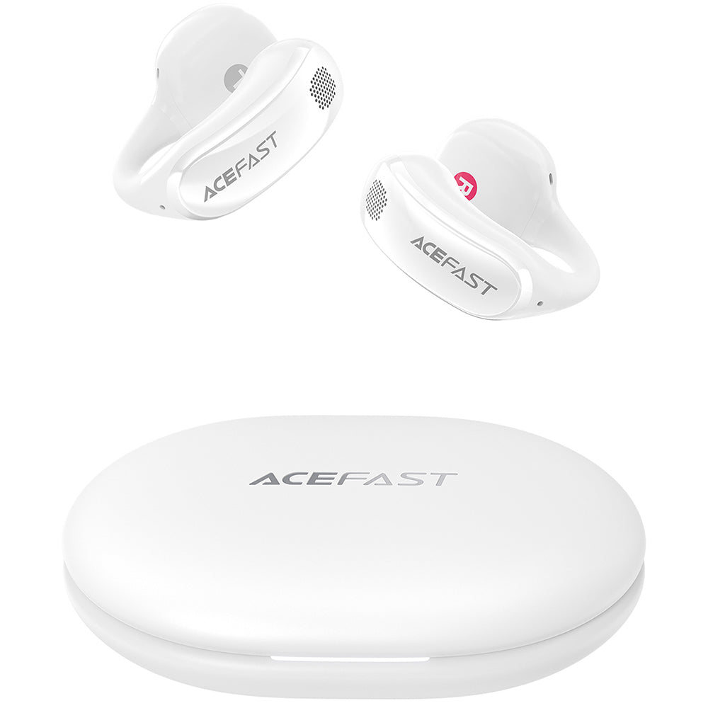 Casti Acefast Aceclip Pro (FA006), OWS Stereo, BT 5.4, Dual-mic Noise Cancelling, 400mAh, IP55, Type-C, Alb