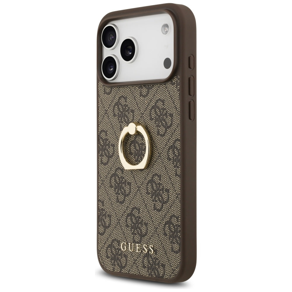 Husa de protectie Guess Hardcase 4G Ring Stand (GUHCP17X4GMRBR) compatibil cu iPhone 17 Pro Max, Maro