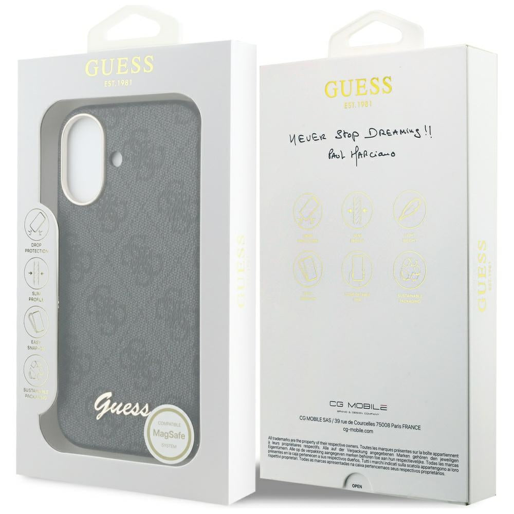 Husa de protectie Guess 4G Script MagSafe (GUHMP17S5P4FWMSK) compatibil cu iPhone 17, Negru