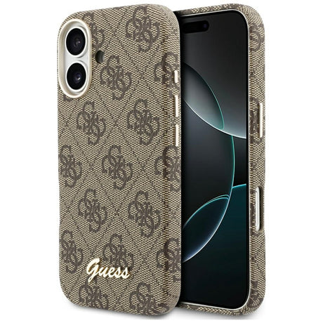 Husa de protectie Guess 4G Script MagSafe (GUHMP17S5P4FWMSW) compatibil cu iPhone 17, Maro