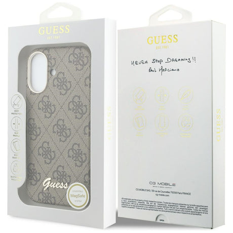Husa de protectie Guess 4G Script MagSafe (GUHMP17S5P4FWMSW) compatibil cu iPhone 17, Maro