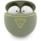 Casti Guess Script Print (GUTWSA15HETN), In-ear, Bluetooth, TWS, Small Round Design, Kaki