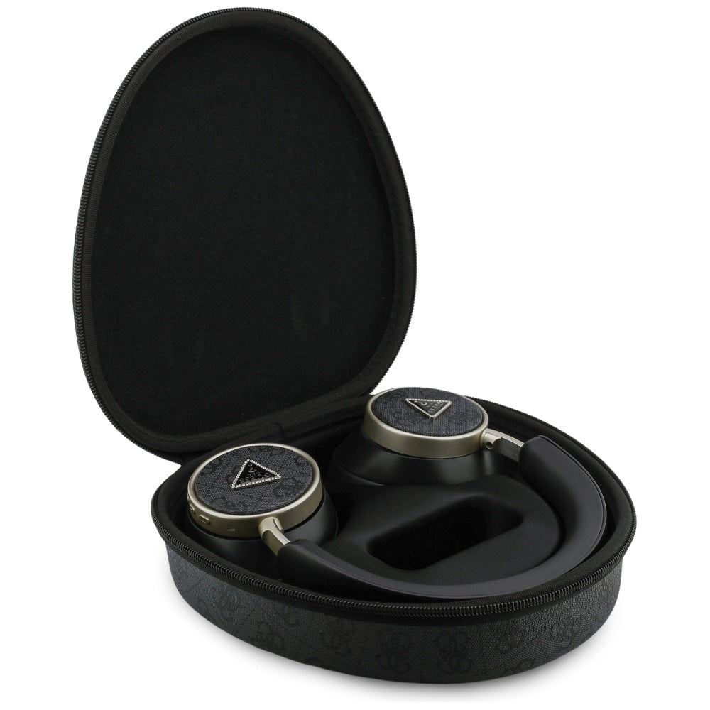 Casti Guess Wireless 4G Triangle Logo (GUBHC15P4MRCTK), Bluetooth, ENC Technology, Over-ear, Eco Leather, Negru