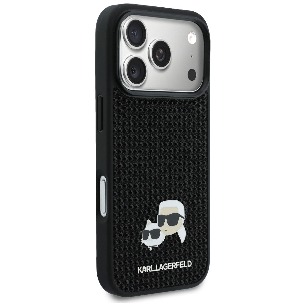 Husa de protectie Karl Lagerfeld Hardcase Rhinestone with K&C Pin (KLHCP17L6PRKCLK) compatibil cu iPhone 17 Pro, Negru