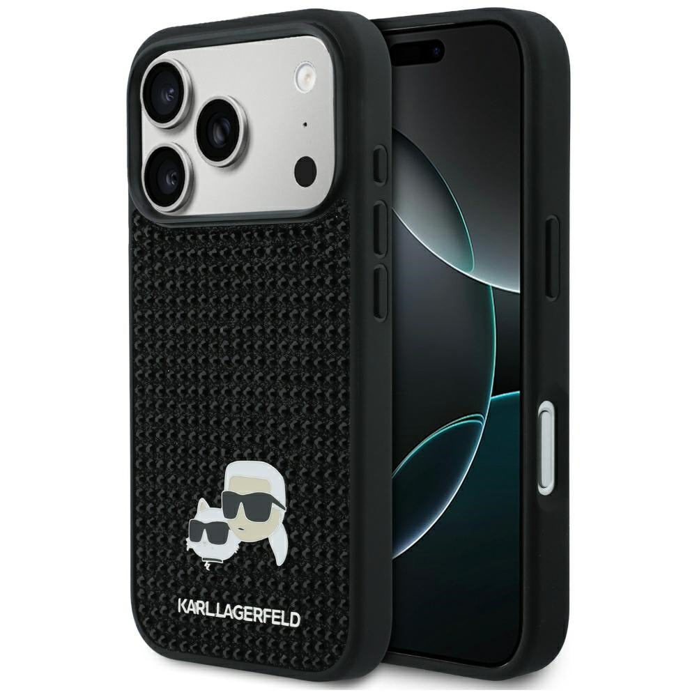 Husa de protectie Karl Lagerfeld Hardcase Rhinestone with K&C Pin (KLHCP17L6PRKCLK) compatibil cu iPhone 17 Pro, Negru