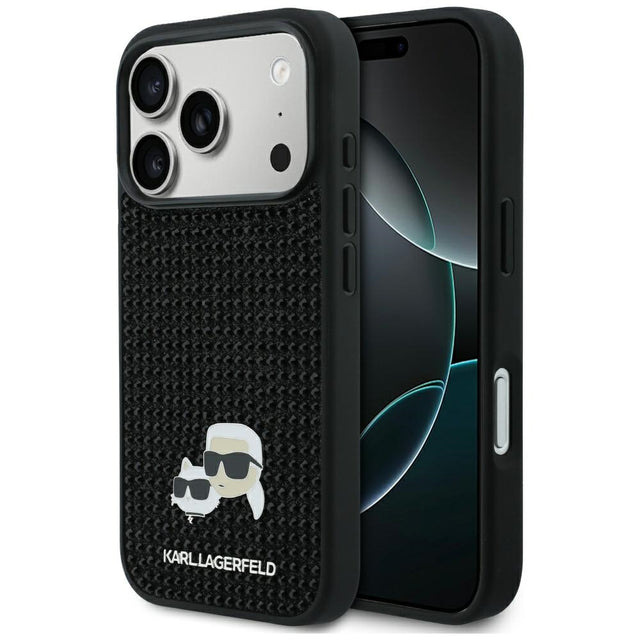 Husa de protectie Karl Lagerfeld Hardcase Rhinestone with K&C Pin (KLHCP17L6PRKCLK) compatibil cu iPhone 17 Pro, Negru