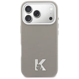 Husa de protectie Karl Lagerfeld Hardcase Leather MagSafe with K Head Logo (KLHMP17L5PGFKHGG) compatibil cu iPhone 17 Pro, Gri
