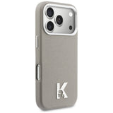 Husa de protectie Karl Lagerfeld Hardcase Leather MagSafe with K Head Logo (KLHMP17L5PGFKHGG) compatibil cu iPhone 17 Pro, Gri