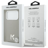 Husa de protectie Karl Lagerfeld Hardcase Leather MagSafe with K Head Logo (KLHMP17L5PGFKHGG) compatibil cu iPhone 17 Pro, Gri