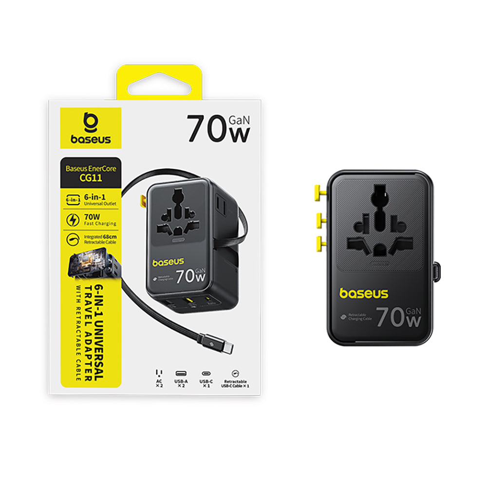 Adaptor Baseus EnerCore CG11 (E0307E00), 6in1, 70W, Negru
