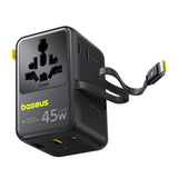 Adaptor Baseus PicoGo AG11 (E0307F00), 2x AC / 2x USB / USB-C, 45W, Negru