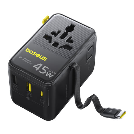 Adaptor Baseus PicoGo AG11 (E0307F00), 2x AC / 2x USB / USB-C, 45W, Negru