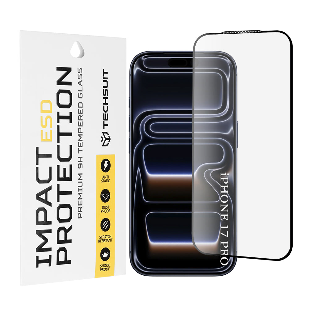 Folie de protectie Techsuit ESD Glass compatibil cu iPhone 17 Pro, Negru