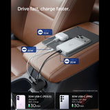 Incarcator Spigen Car Essential EV603BT (ACP10515), 3in1, USB, 2x Type-C, Built-in Retractable Cable, Fast Charging, 60W, 72cm, Negru