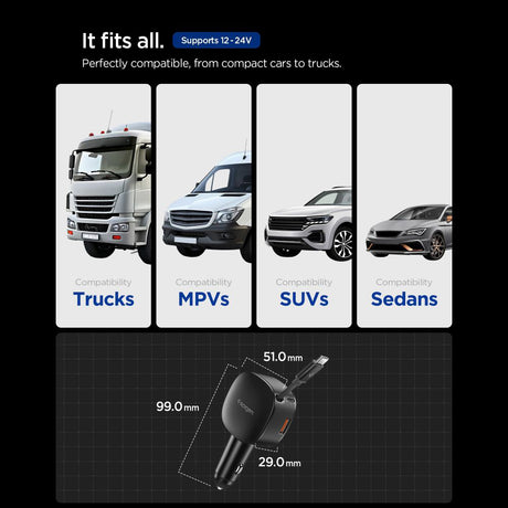 Incarcator Spigen Car Essential EV603BT (ACP10515), 3in1, USB, 2x Type-C, Built-in Retractable Cable, Fast Charging, 60W, 72cm, Negru