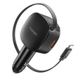 Incarcator Spigen Car Essential EV603BT (ACP10515), 3in1, USB, 2x Type-C, Built-in Retractable Cable, Fast Charging, 60W, 72cm, Negru