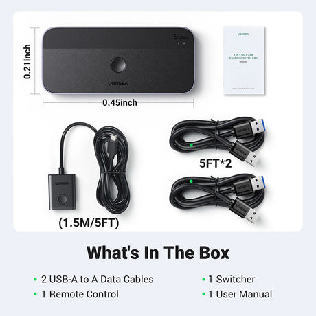 Adaptor Ugreen Sharing Switch CM662 (15705), 2x USB, 1x Mini USB, 3x USB, Type-C, 5Gbps, Gri