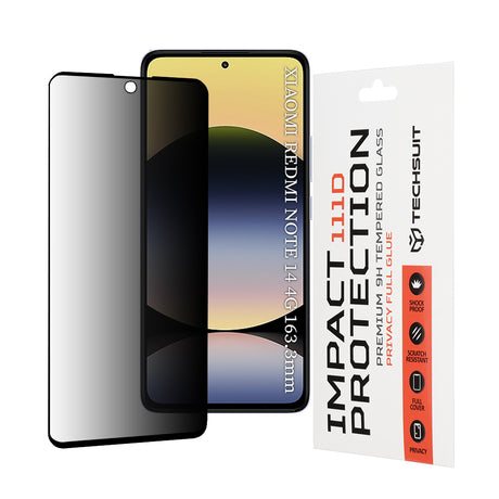 Folie de protectie Techsuit 111D Privacy Full Glue compatibil cu Xiaomi Redmi Note 14 4G (Regional) / Redmi Note 14 5G, Negru