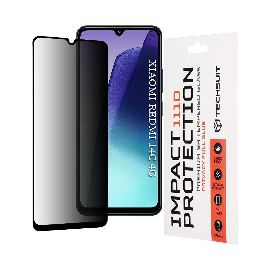 Folie de protectie Techsuit 111D Privacy Full Glue compatibil cu Xiaomi Redmi 14C / Poco C75 / Xiaomi Redmi A5 4G (Regional), Negru