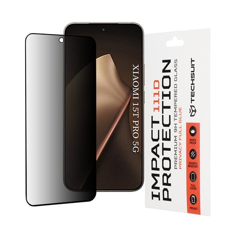 Folie de protectie Techsuit 111D Privacy Full Glue compatibil cu Xiaomi 15T Pro, Negru